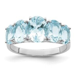 Kazi Luxury Sterling Silver Rhodium Aqua Ring